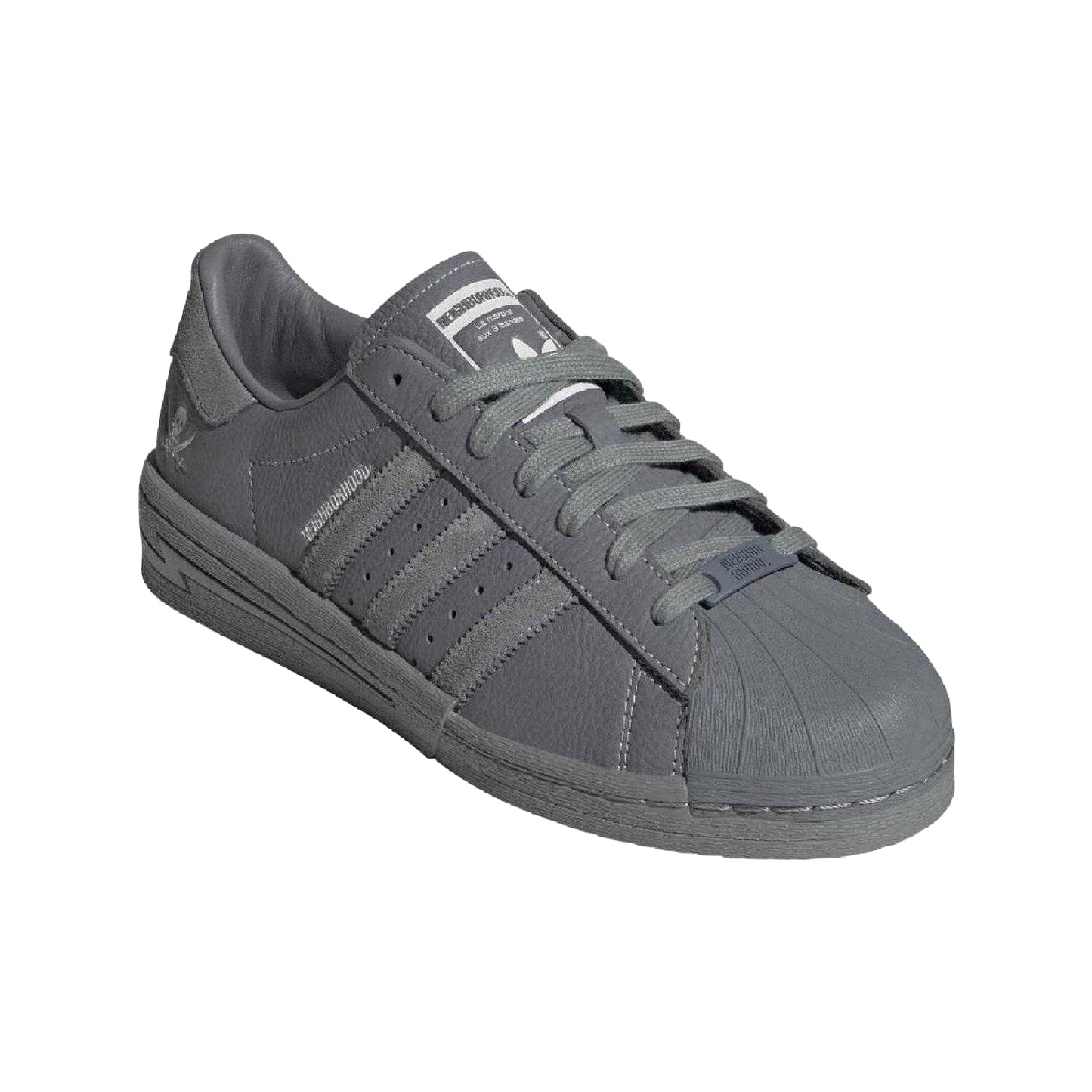 Grey - Front - Adidas Mens Neighborhood Superstar Leather Trainers