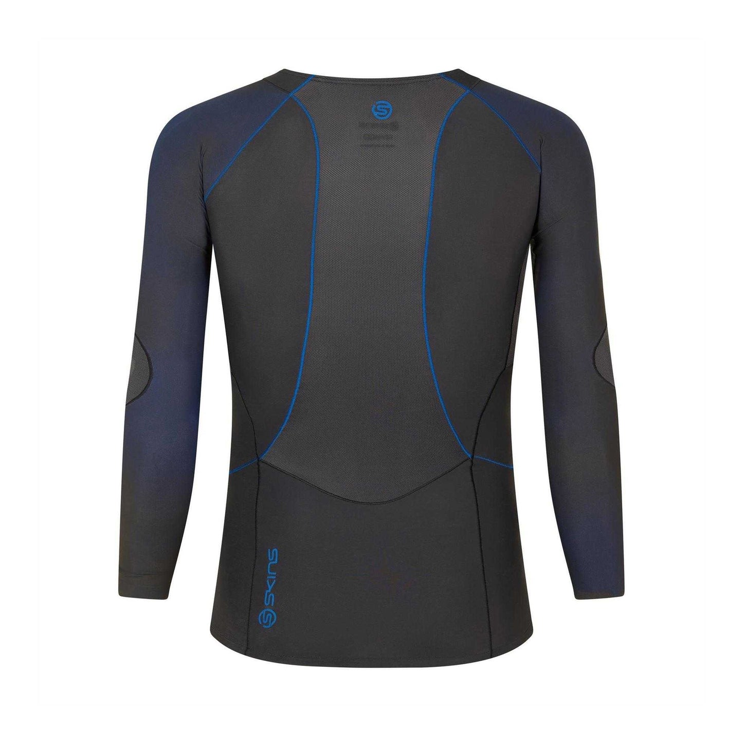 Black - Back - Skins Mens Contrast Sleeves Base Layer Top