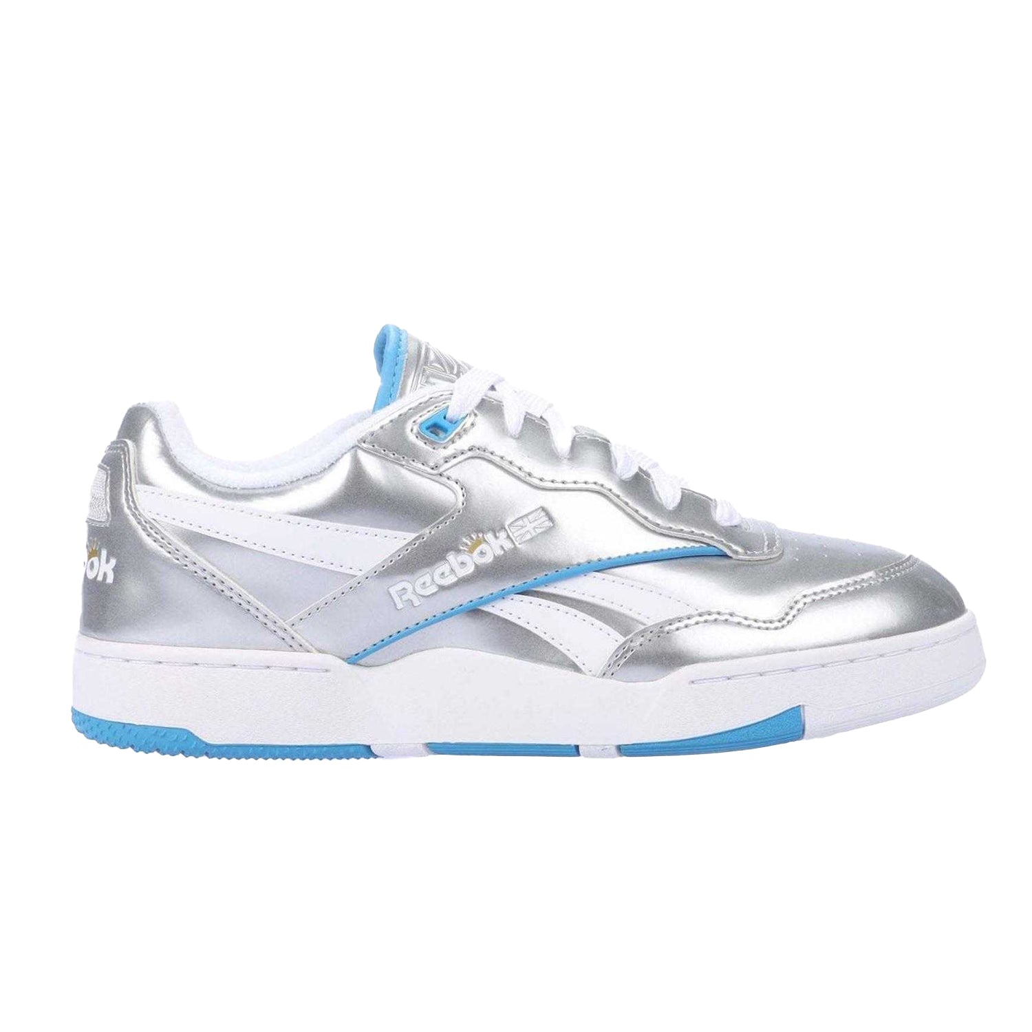 Silver - Side - Reebok Womens-Ladies BB 4000 II Metallic Leather Trainers