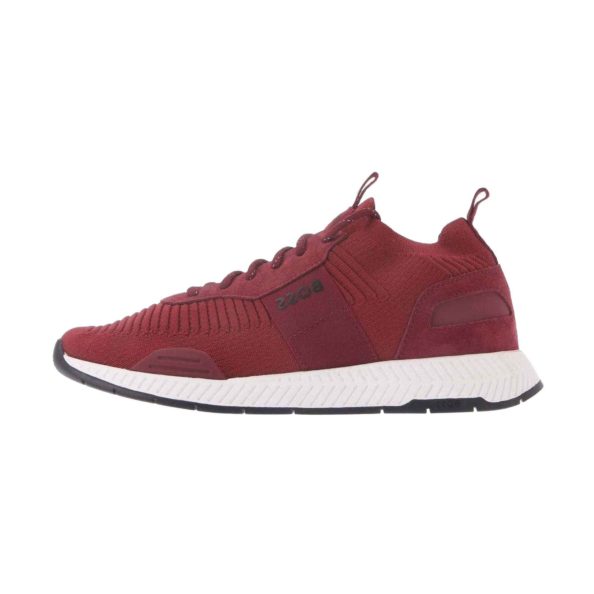 Red - Back - Boss Mens Titanium Knitted Trainers