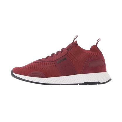 Red - Back - Boss Mens Titanium Knitted Trainers