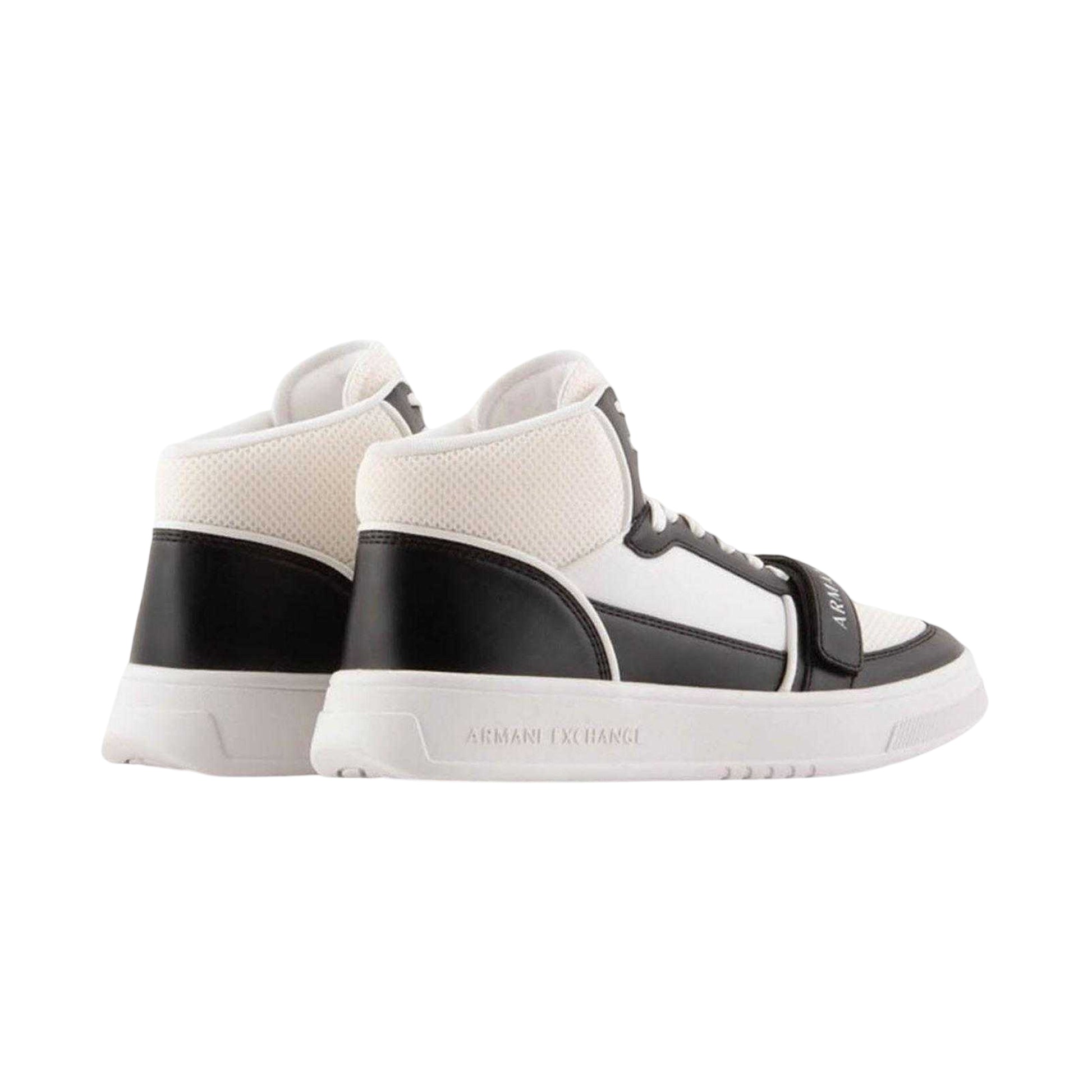 White-Black - Back - Armani Exchange Mens High-top Trainers