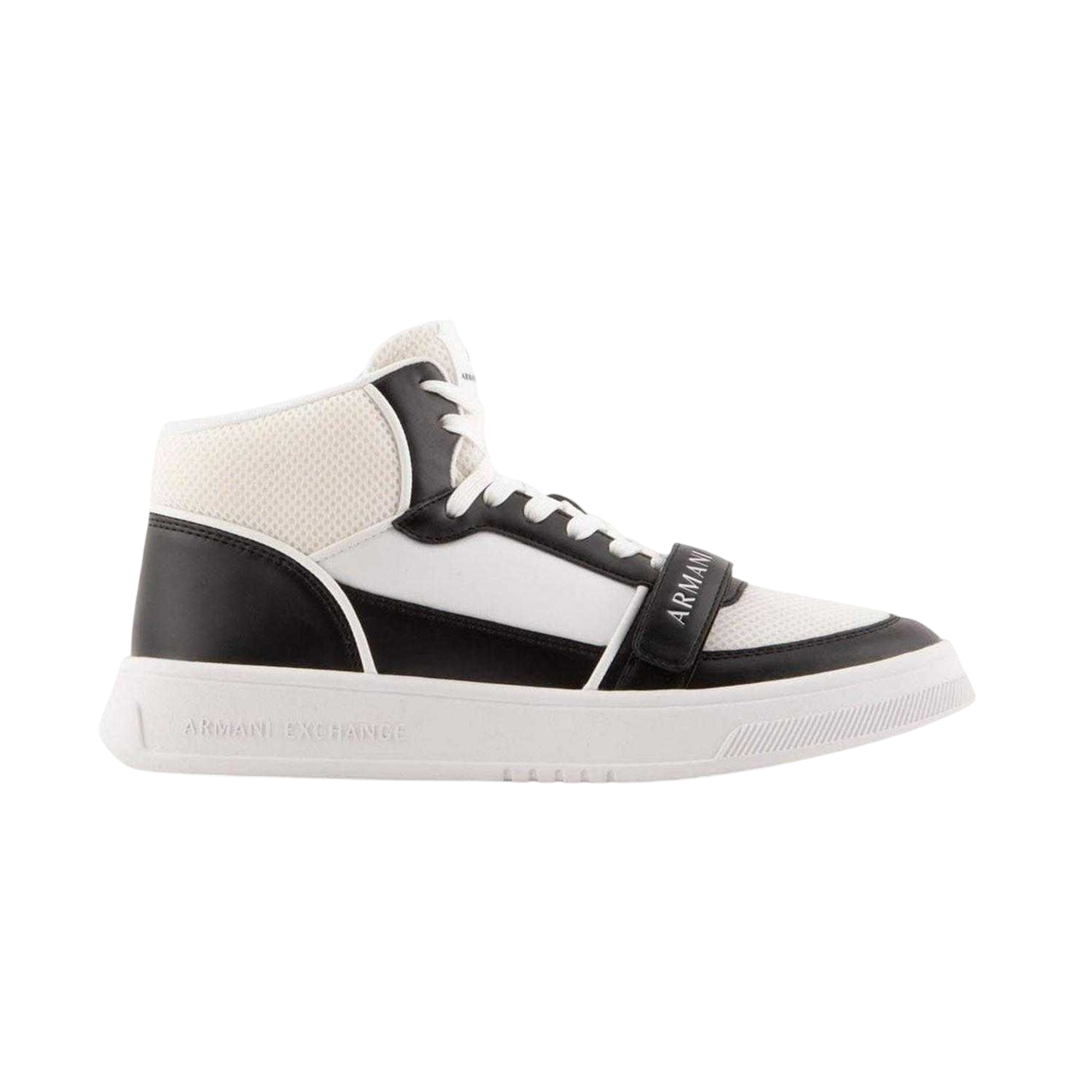 White-Black - Side - Armani Exchange Mens High-top Trainers