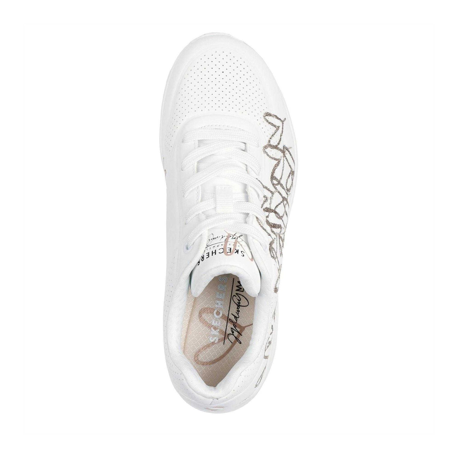White-Gold - Lifestyle - Skechers Womens-Ladies Goldcrown Glitter Heart Trainers