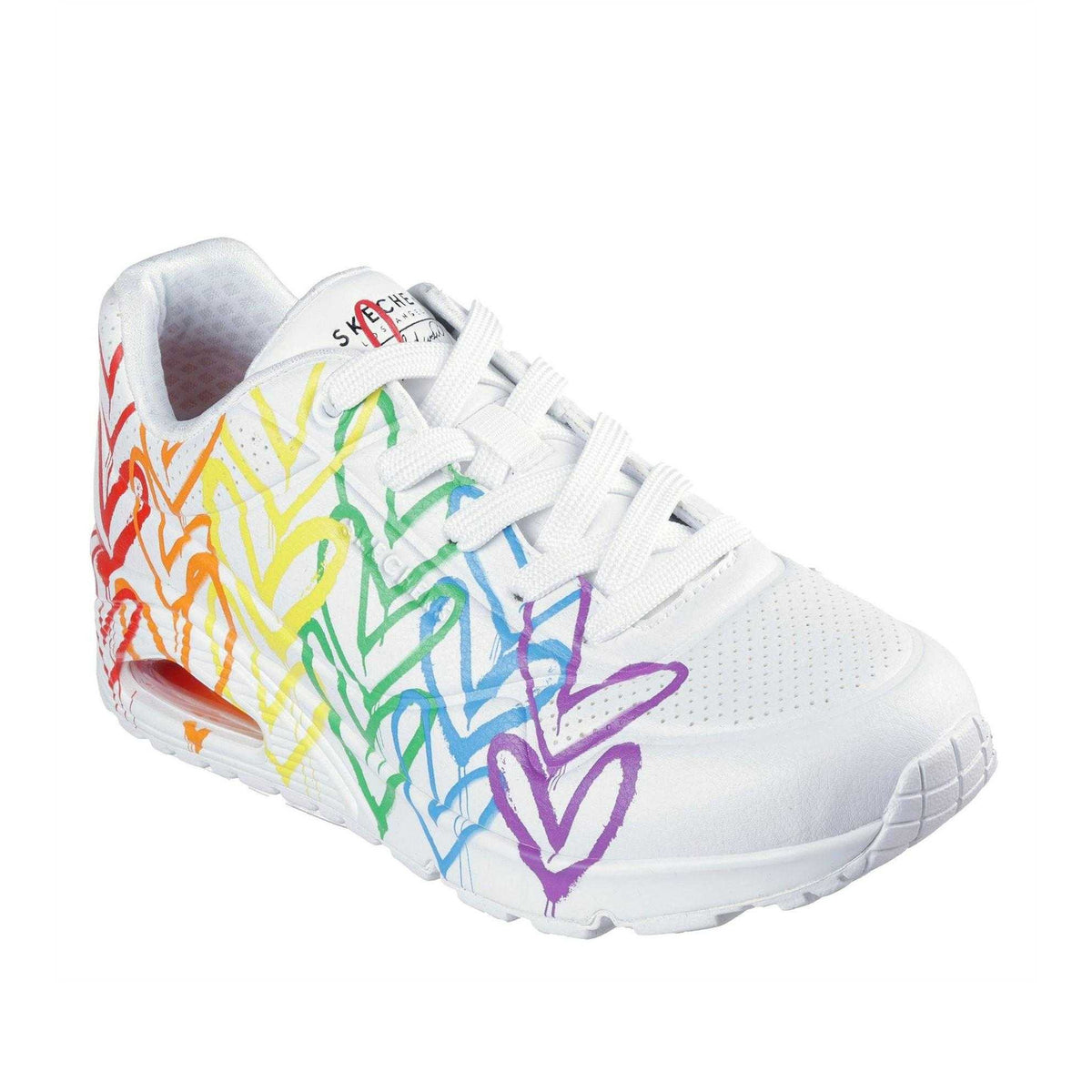 White-Multicoloured - Front - Skechers Womens-Ladies Goldcrown Glitter Heart Trainers