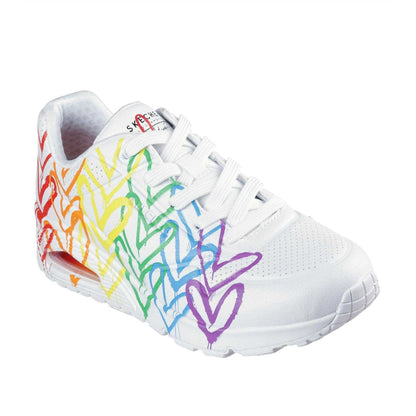 White-Multicoloured - Front - Skechers Womens-Ladies Goldcrown Glitter Heart Trainers
