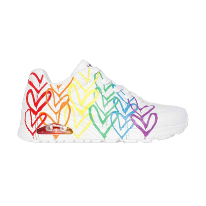 White-Multicoloured - Side - Skechers Womens-Ladies Goldcrown Glitter Heart Trainers
