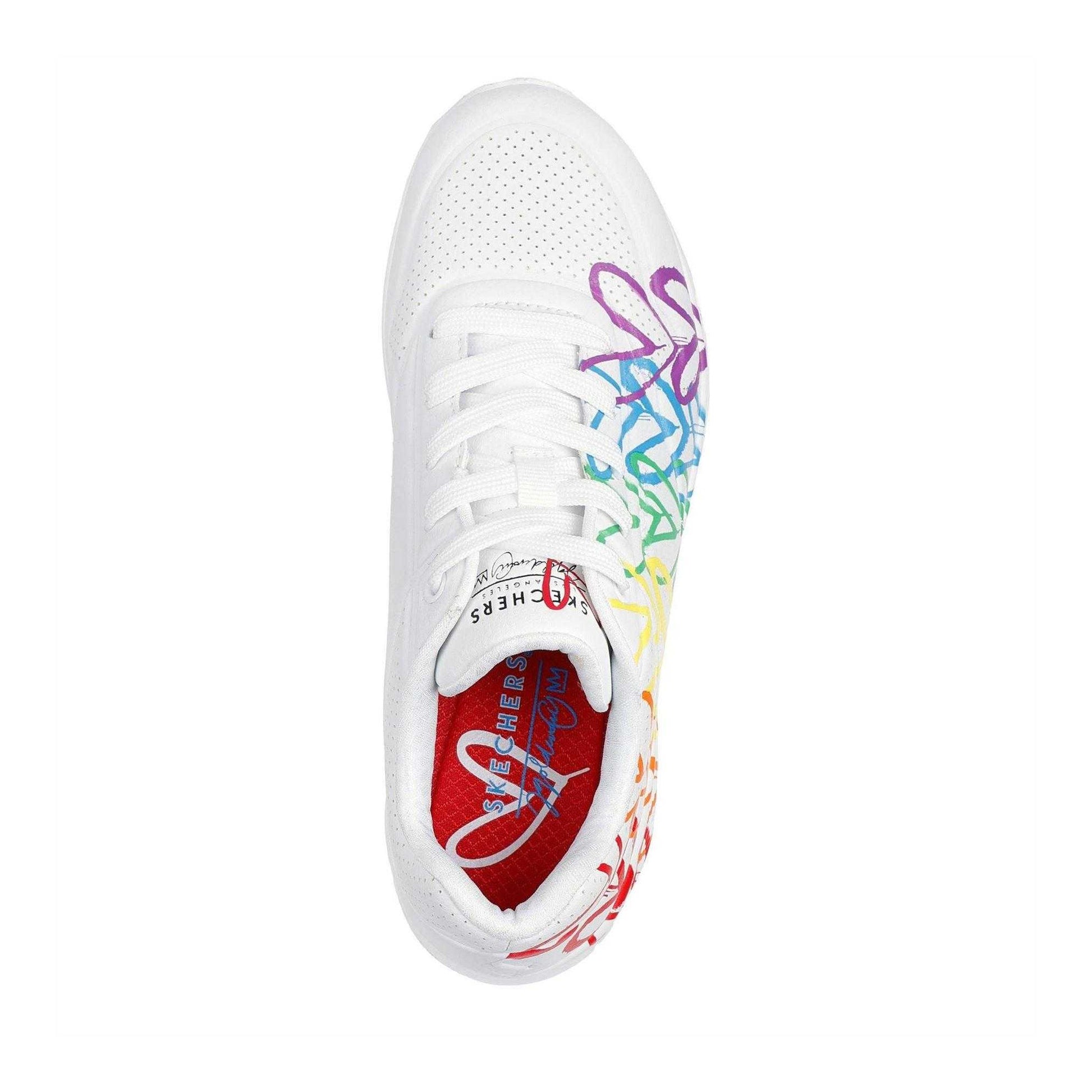 White-Multicoloured - Lifestyle - Skechers Womens-Ladies Goldcrown Glitter Heart Trainers