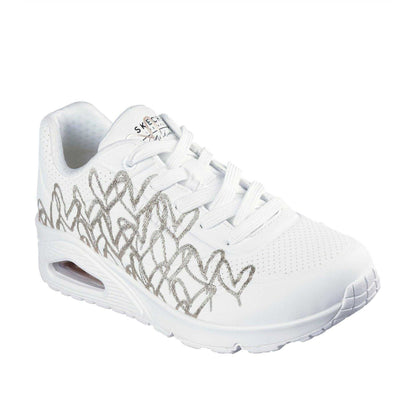 White-Gold - Front - Skechers Womens-Ladies Goldcrown Glitter Heart Trainers