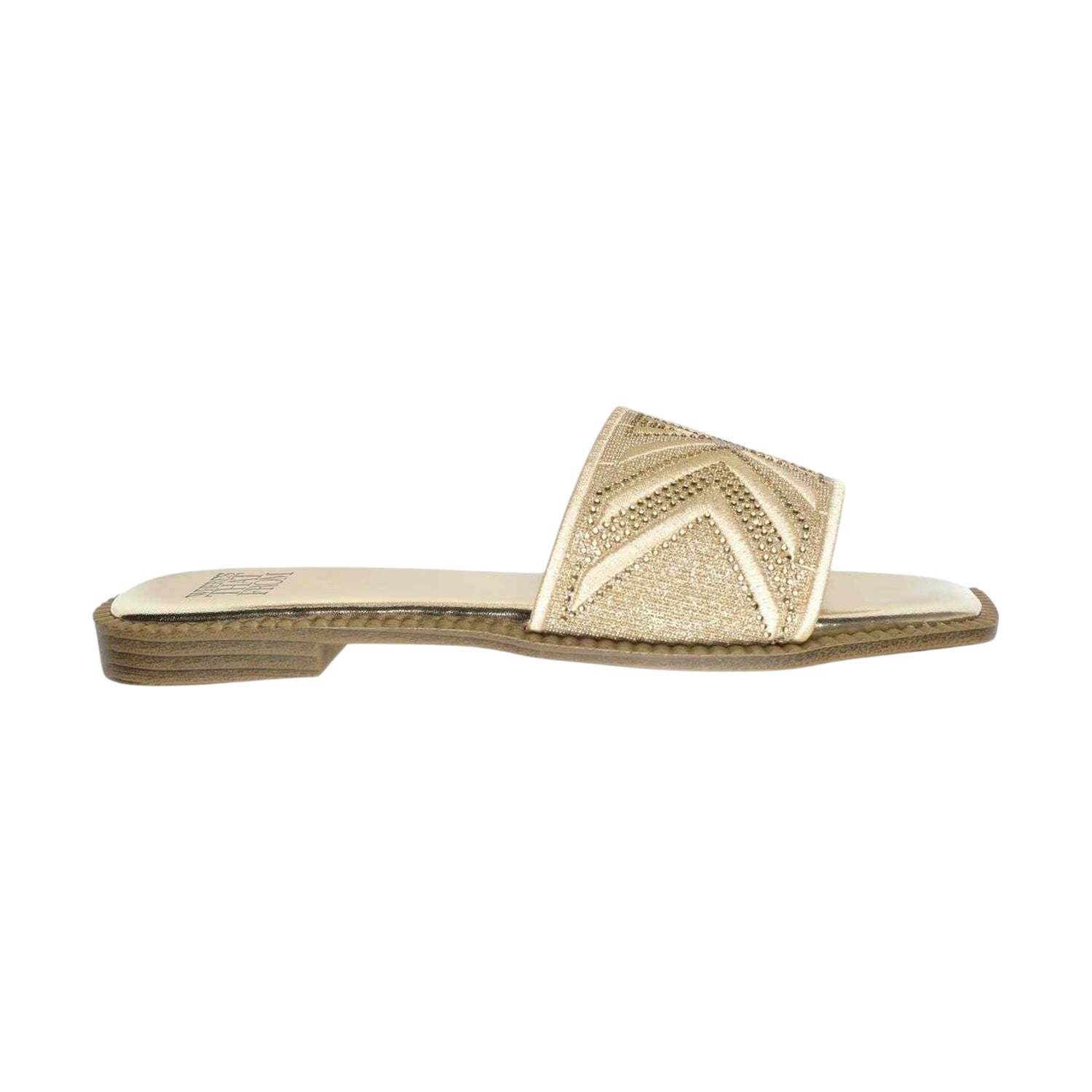Gold - Side - Where´s That From Womens-Ladies Blossom Slides