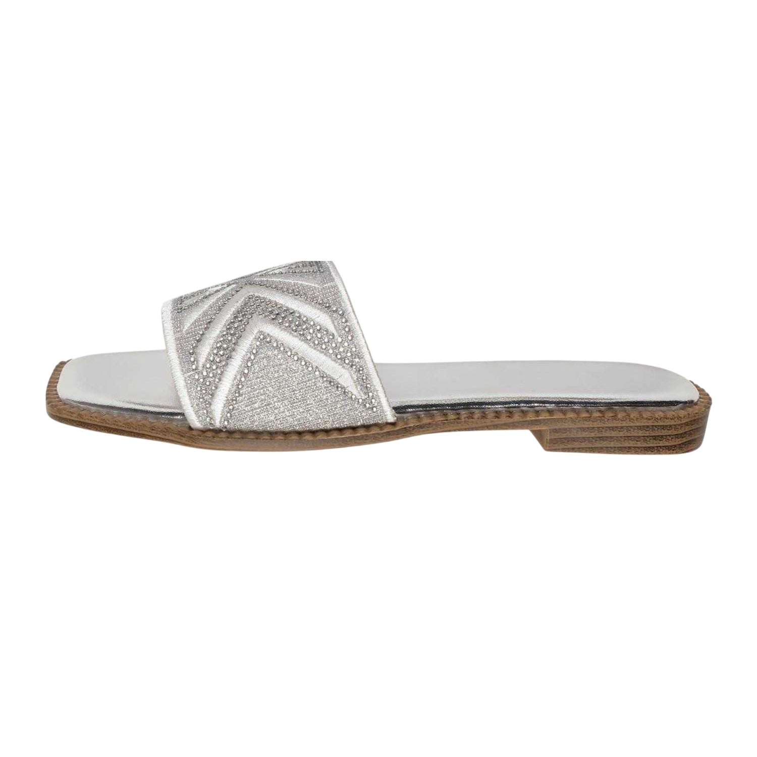 Silver - Back - Where´s That From Womens-Ladies Blossom Slides