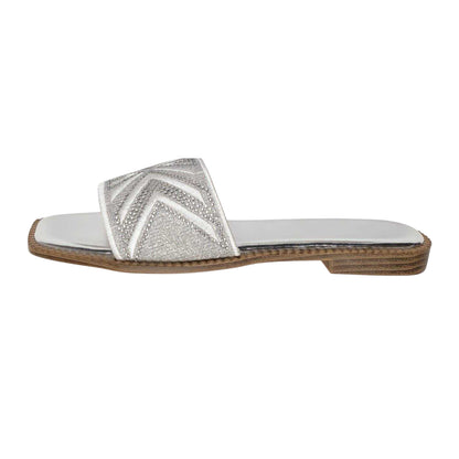 Silver - Back - Where´s That From Womens-Ladies Blossom Slides