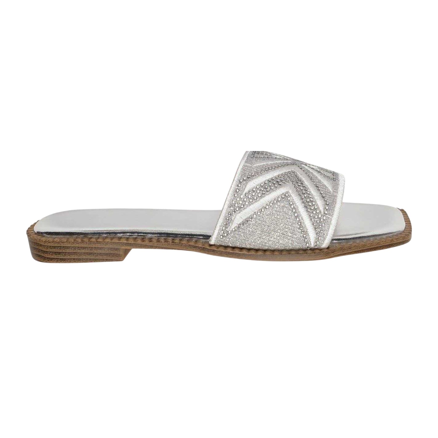 Silver - Side - Where´s That From Womens-Ladies Blossom Slides