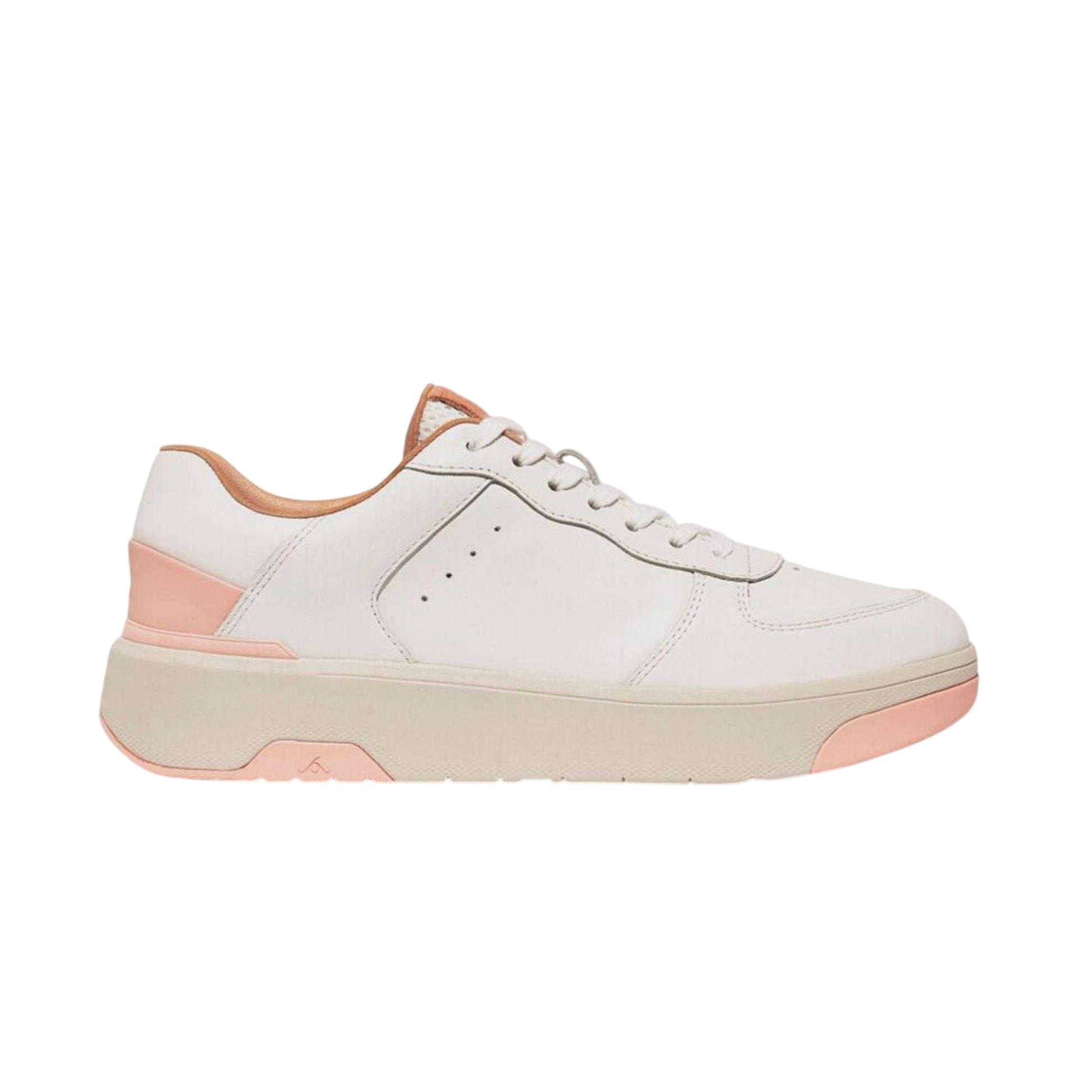White-Pink - Side - FitFlop Womens-Ladies Leather Trainers