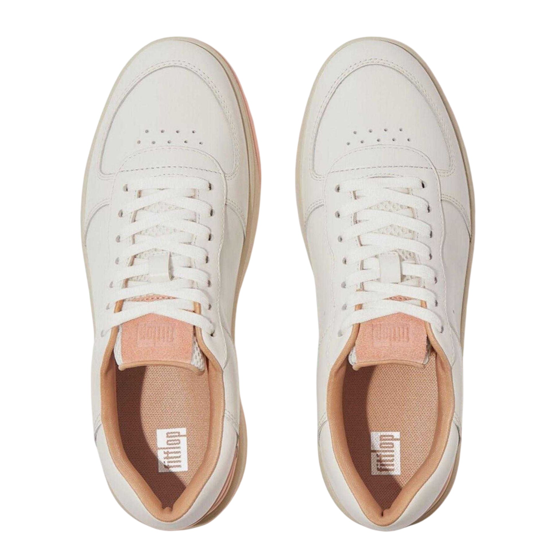 White-Pink - Lifestyle - FitFlop Womens-Ladies Leather Trainers
