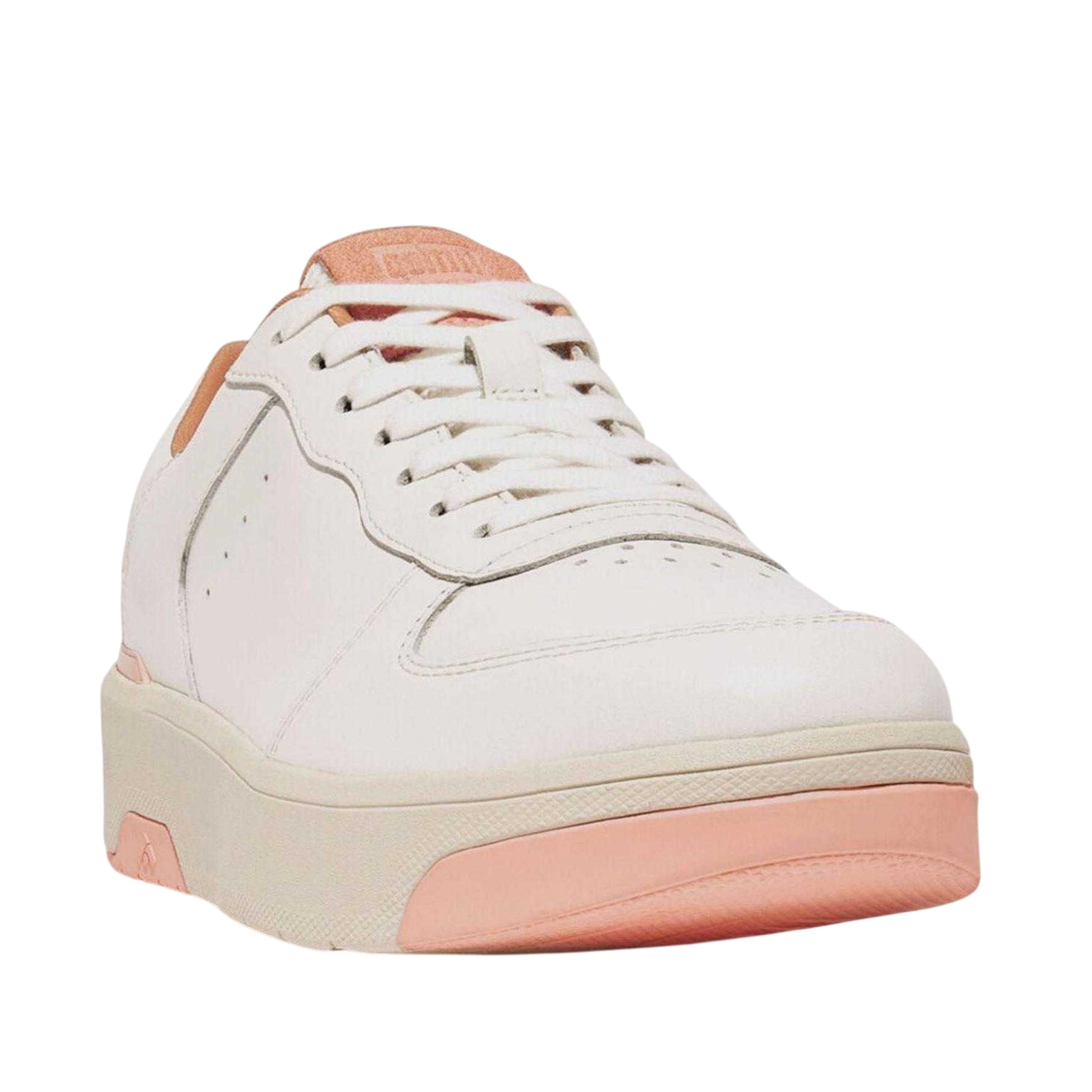 White-Pink - Front - FitFlop Womens-Ladies Leather Trainers