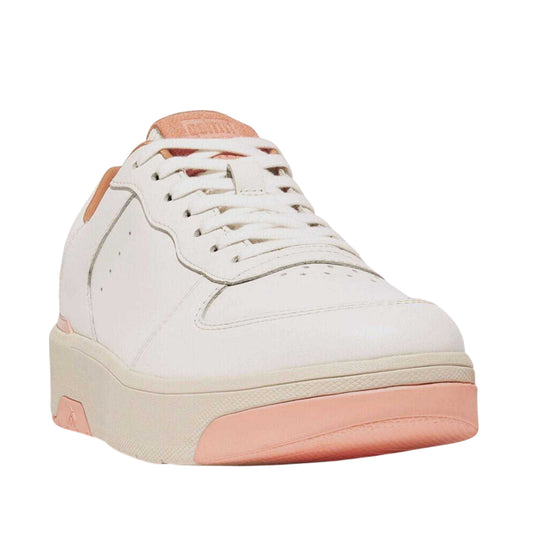 White-Pink - Front - FitFlop Womens-Ladies Leather Trainers