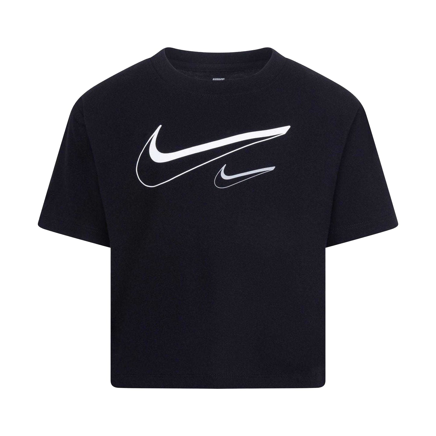 Black - Front - Nike Childrens-Kids Swoosh Logo T-Shirt