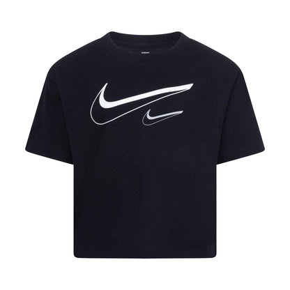 Black - Front - Nike Childrens-Kids Swoosh Logo T-Shirt