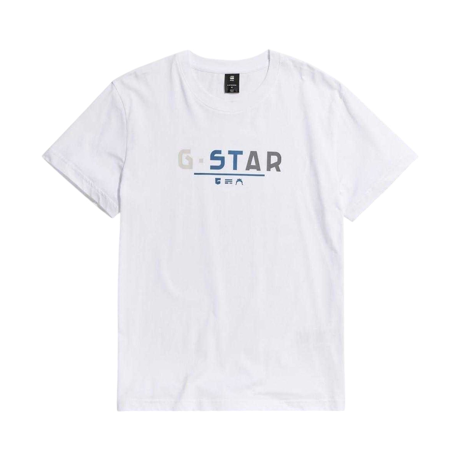 White - Front - G-Star Mens Graphic Print Straight T-Shirt