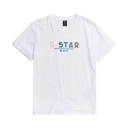 White - Front - G-Star Mens Graphic Print Straight T-Shirt