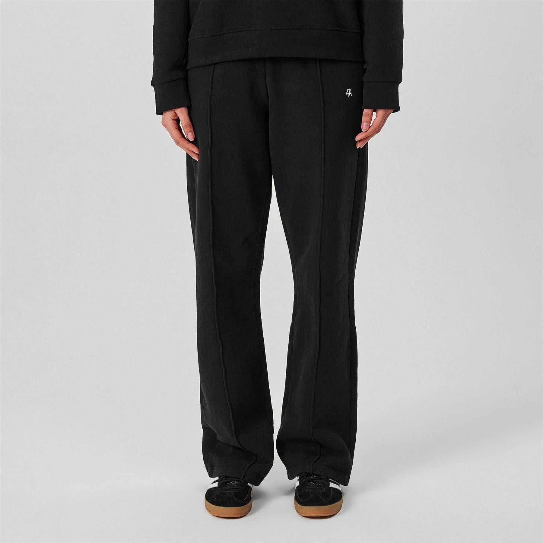 Black - Side - 4th & Reckless Womens-Ladies Wide Leg Trousers