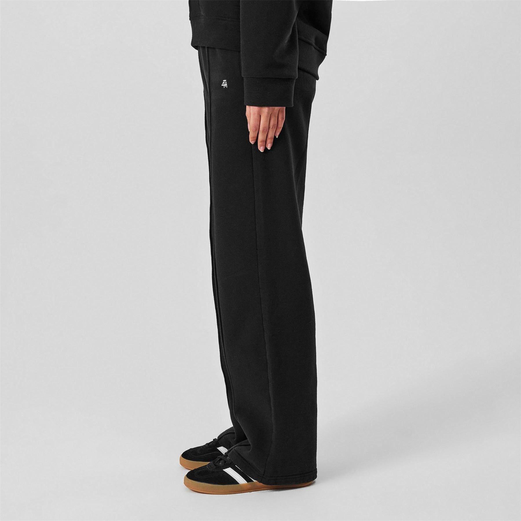 Black - Pack Shot - 4th & Reckless Womens-Ladies Wide Leg Trousers