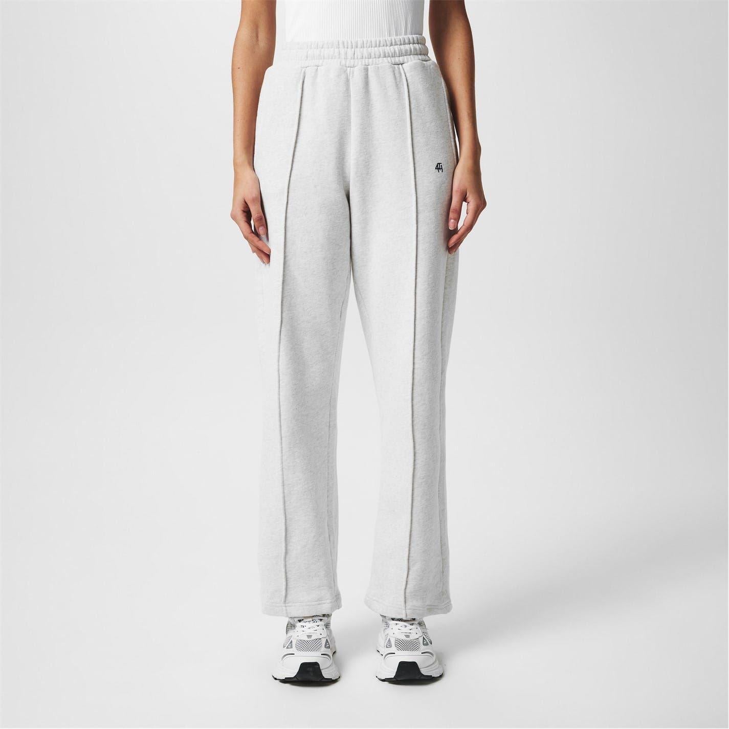 Grey - Side - 4th & Reckless Womens-Ladies Wide Leg Trousers
