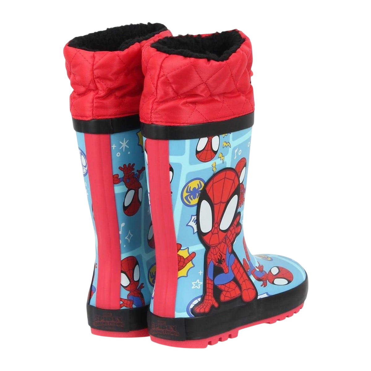 Red-Blue - Back - Spider-Man Childrens-Kids Wellington Boots