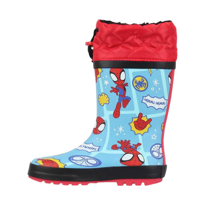 Red-Blue - Side - Spider-Man Childrens-Kids Wellington Boots
