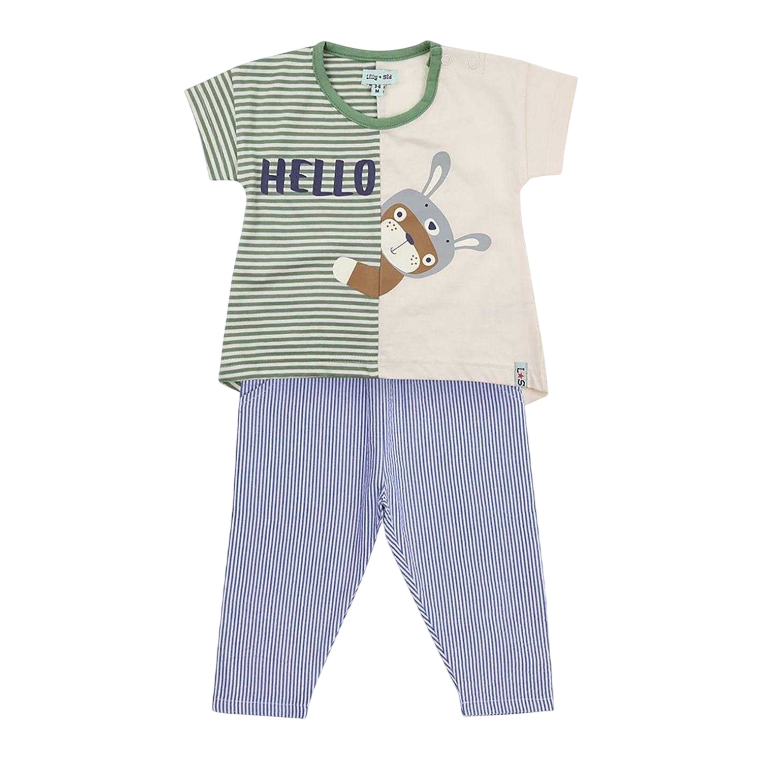 Multicoloured - Front - Lilly & Sid Baby Striped Short-Sleeved Co-ord Set