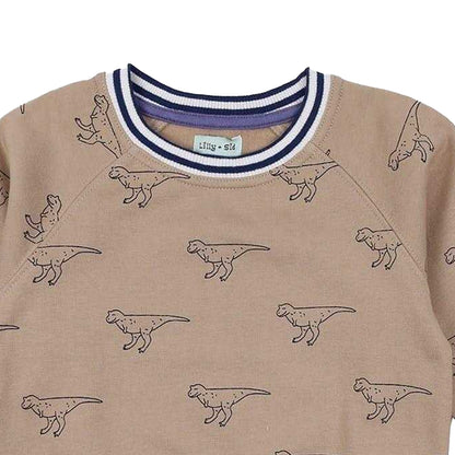 Stone - Back - Lilly & Sid Childrens-Kids Dinosaur Sweatshirt