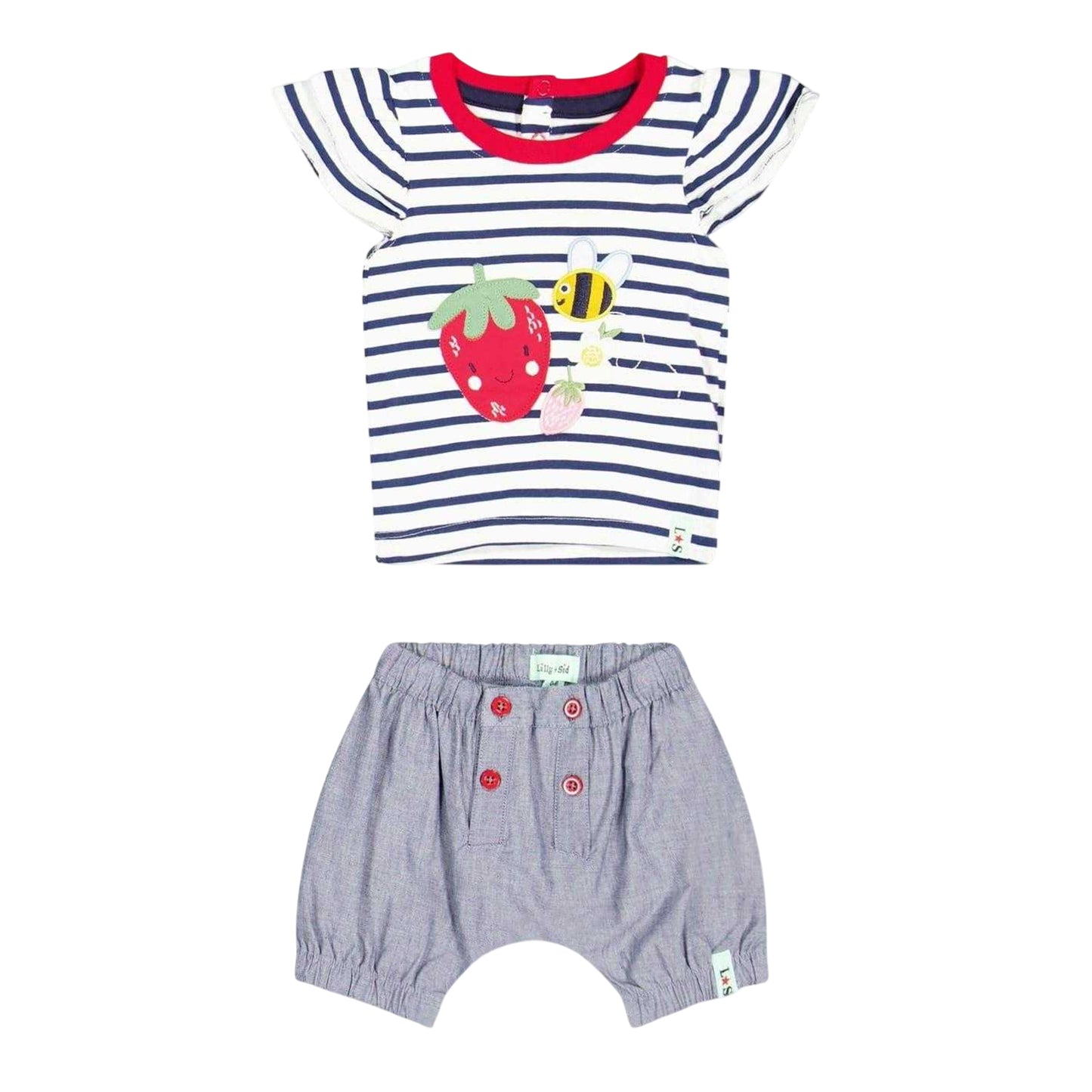 Multicoloured - Front - Lilly & Sid Baby Busy Bee Top & Bottom Set