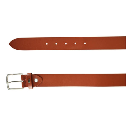 Tan - Side - Lacoste Mens Logo Leather Belt