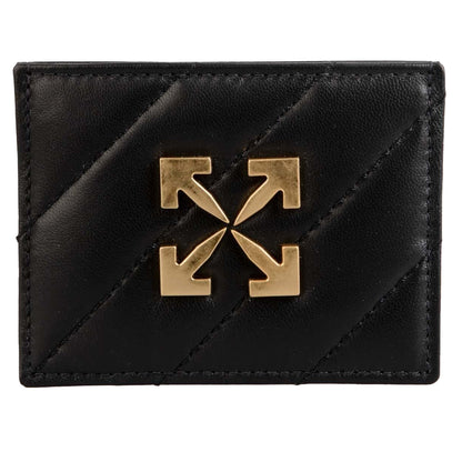Black-Gold - Front - Off White Jitney Simple Logo Leather Card Holder