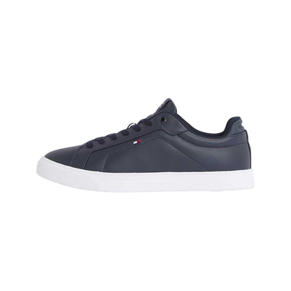 Navy-White - Back - Tommy Hilfiger Mens Nappa Leather Trainers