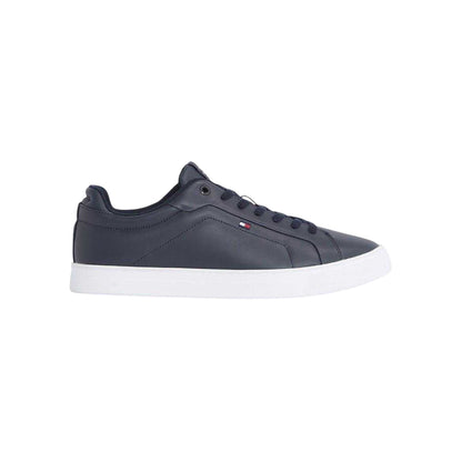 Navy-White - Side - Tommy Hilfiger Mens Nappa Leather Trainers