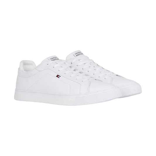 White - Front - Tommy Hilfiger Mens Nappa Leather Trainers