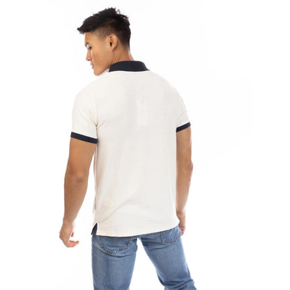 Off White - Back - Peter Werth Mens Reeves Ribbed Short-Sleeved Polo Shirt