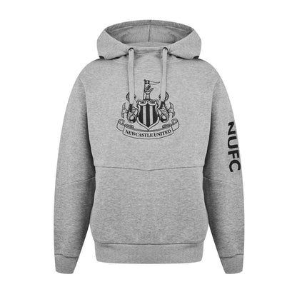 Grey - Front - Newcastle United FC Unisex Adult Crest Hoodie