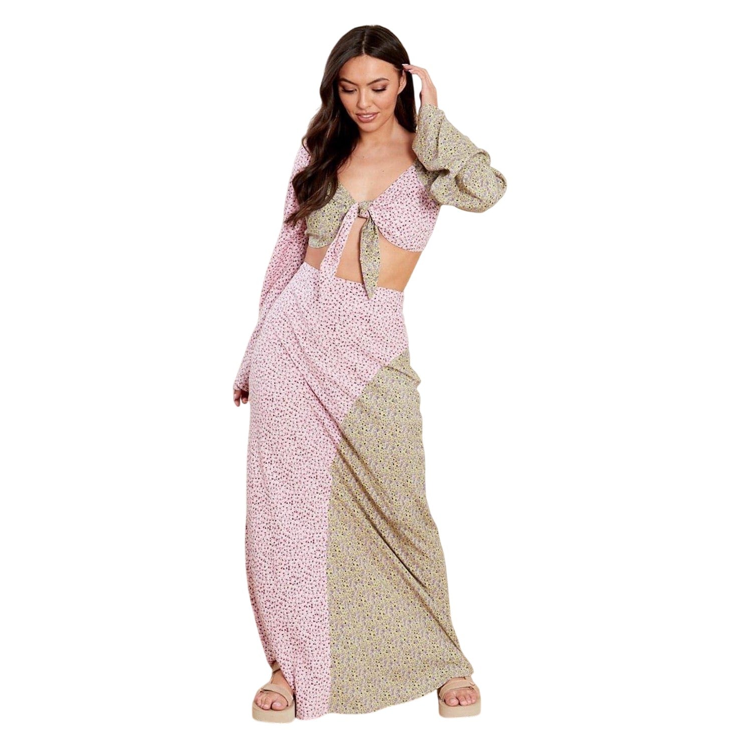 Multicoloured - Front - Influence Womens-Ladies Ditsy Floral Maxi Skirt