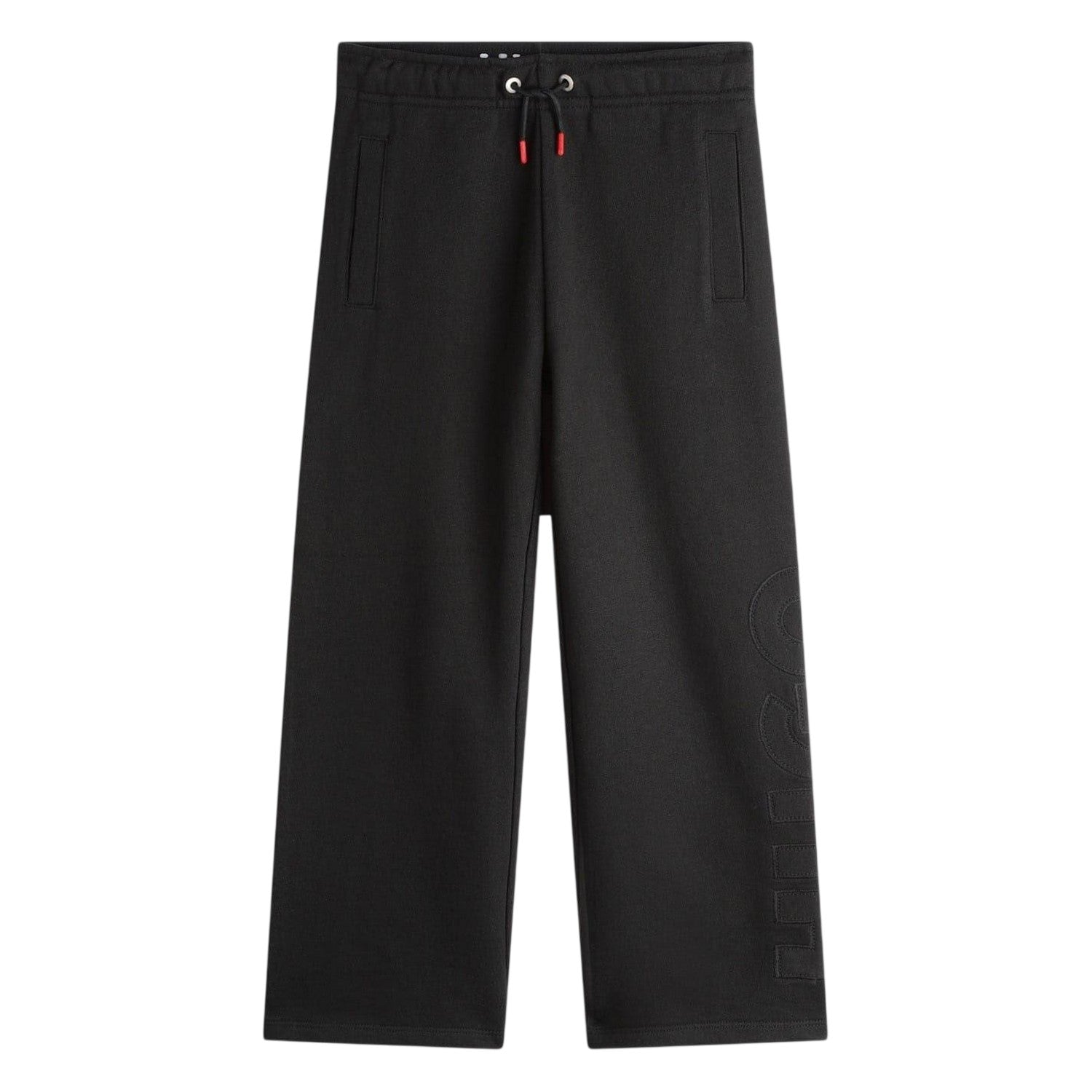 Black - Front - Hugo Childrens-Kids Embroidered Logo Wide Leg Sweatpants