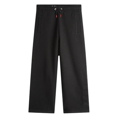 Black - Front - Hugo Childrens-Kids Embroidered Logo Wide Leg Sweatpants