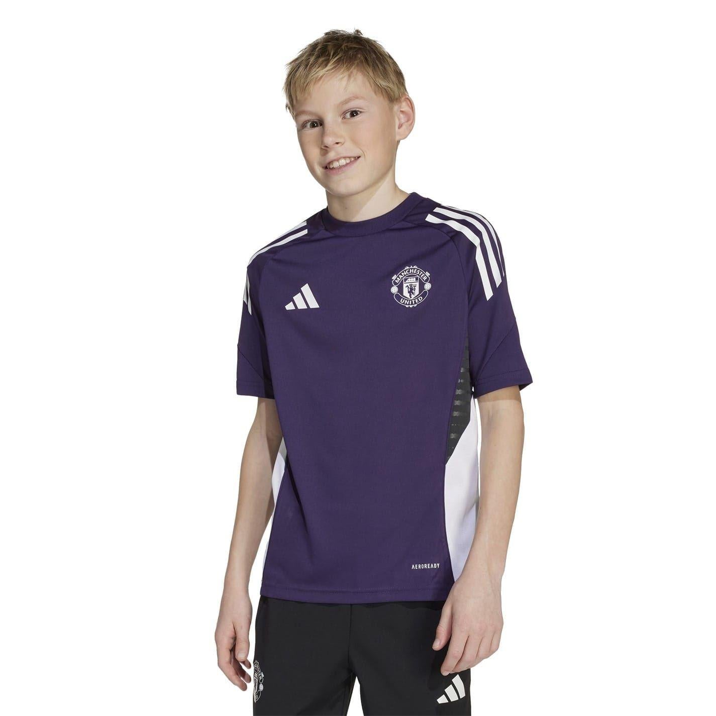 Red - Side - Adidas Childrens-Kids Tiro 25 Competition Manchester United FC Training Jersey