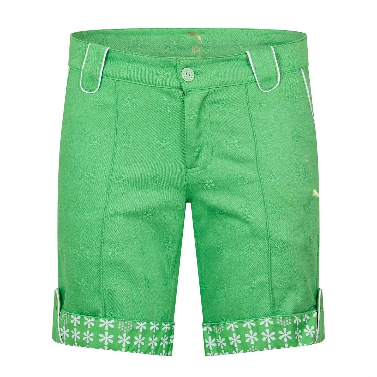 Green - Front - Puma Womens-Ladies Jacquard Tailored Golf Shorts