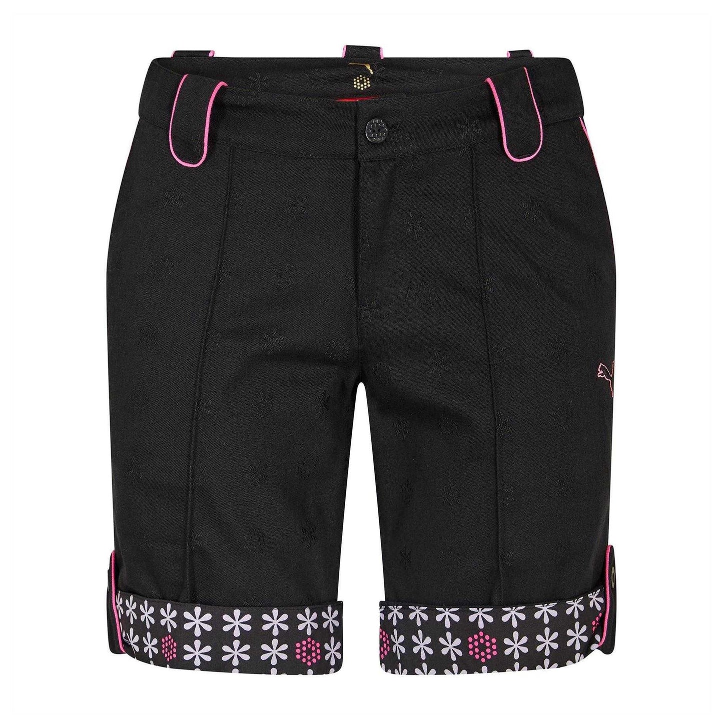 Black - Front - Puma Womens-Ladies Jacquard Tailored Golf Shorts