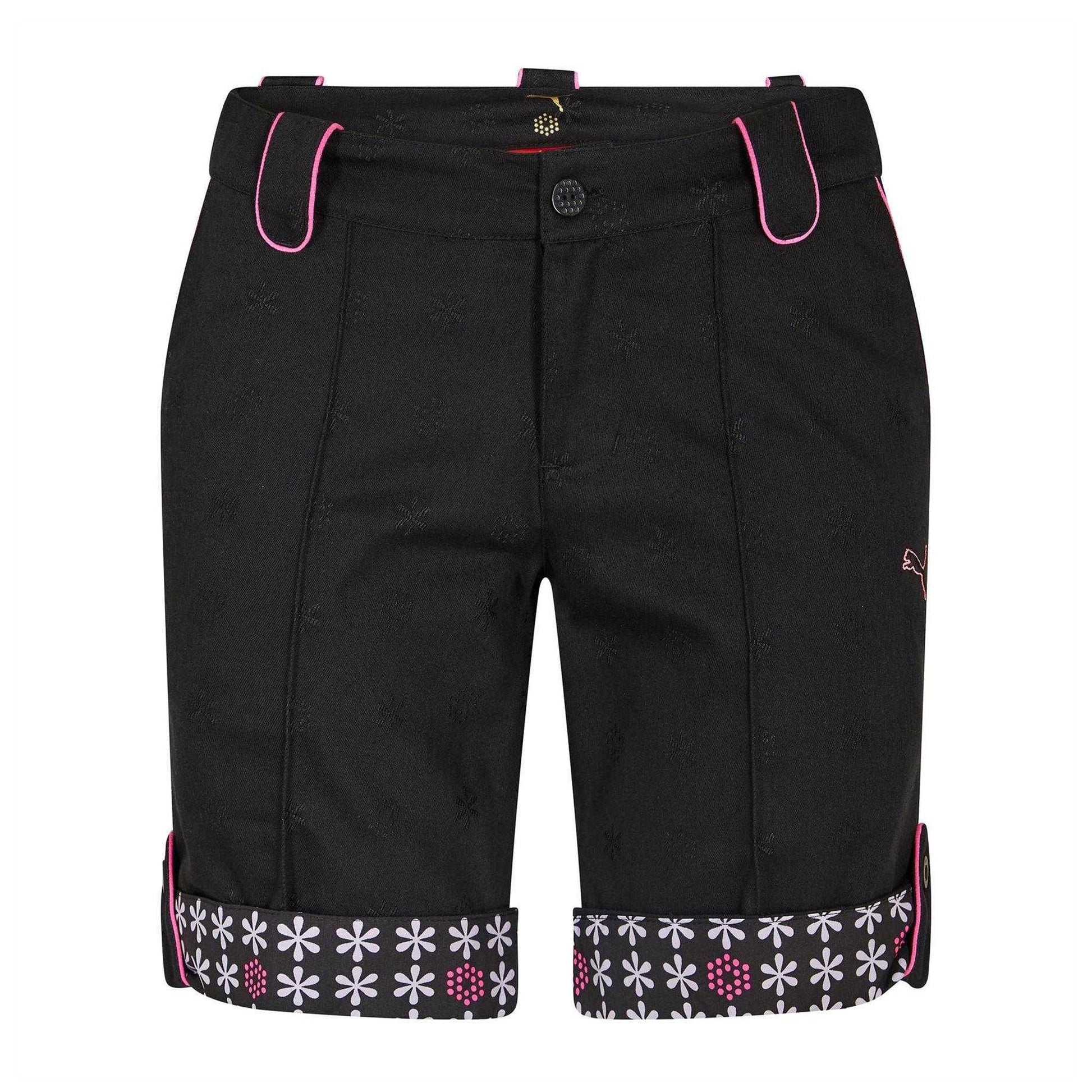 Black - Front - Puma Womens-Ladies Jacquard Tailored Golf Shorts