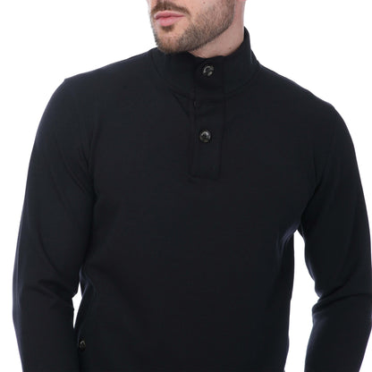 Navy - Lifestyle - Mercery Mens Lux Jersey Button Neck Sweatshirt