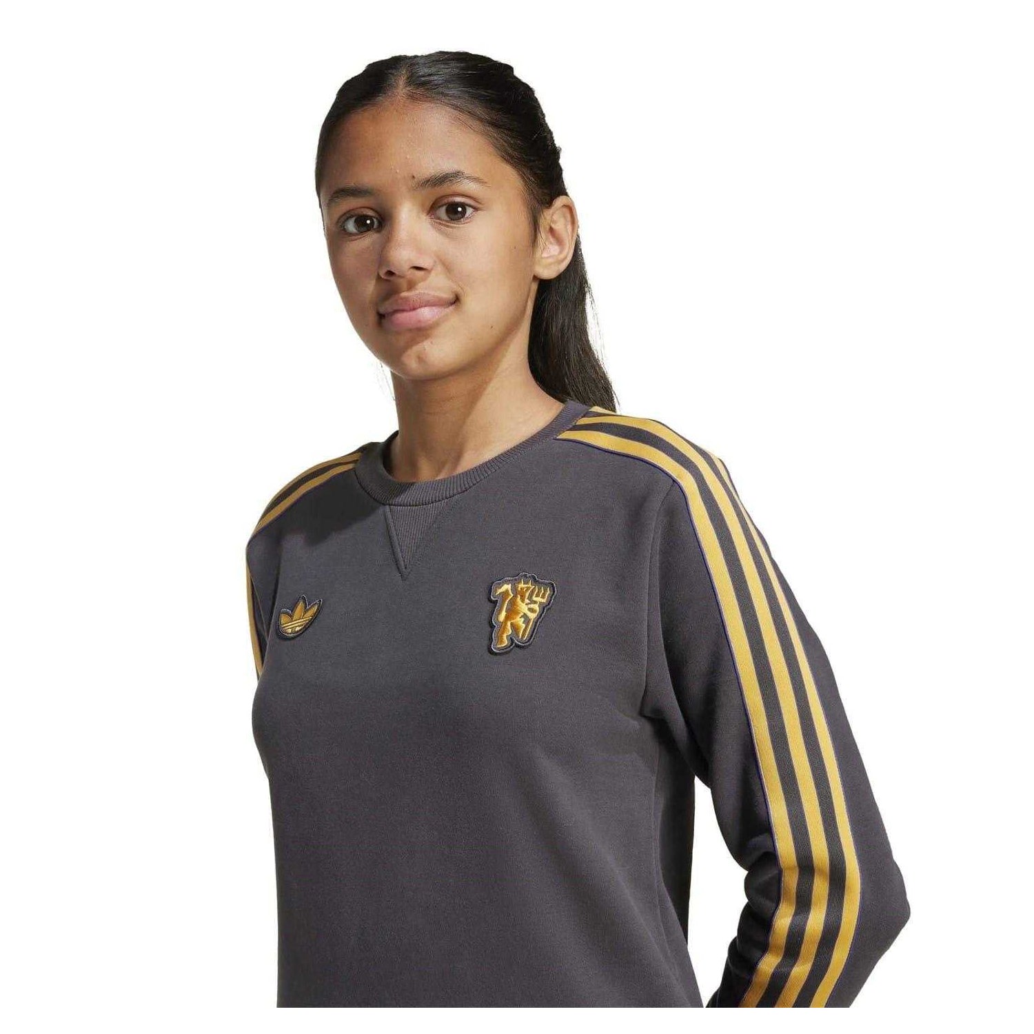 Black - Side - Adidas Childrens-Kids Terrace Icons Manchester United FC Sweatshirt