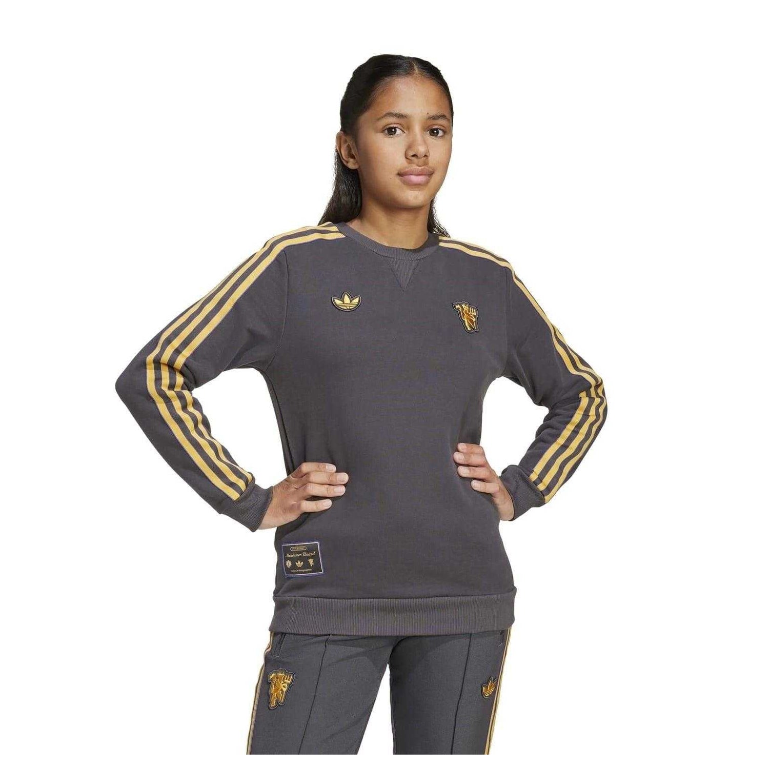 Black - Lifestyle - Adidas Childrens-Kids Terrace Icons Manchester United FC Sweatshirt